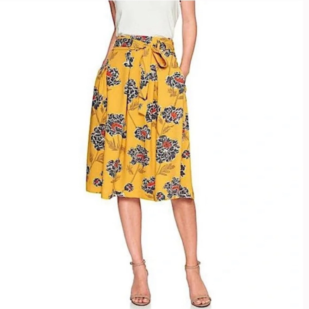 Banana Republic Yellow Floral Skirt - Size 8